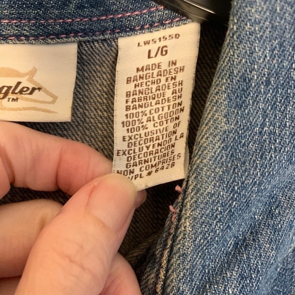 Wrangler Womens Denim Vest Sleeveless Western Style Pink Stitching Size L - Picture 11 of 11